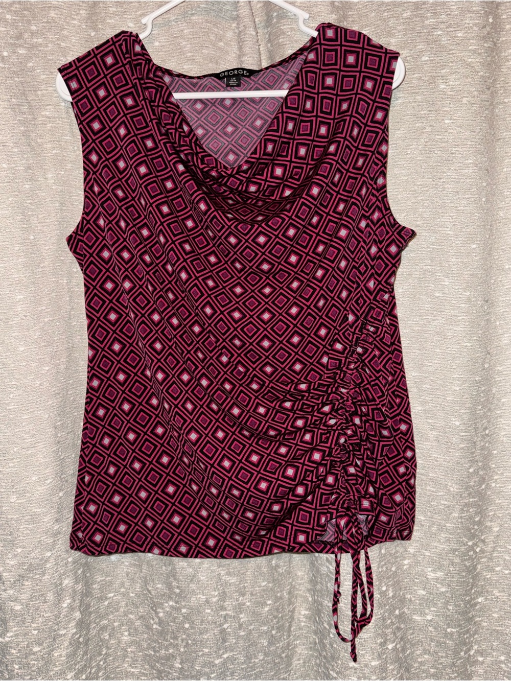 NWOT Y2K George Women's Pink Geometric Sleeveless Cowl Neck Top medium